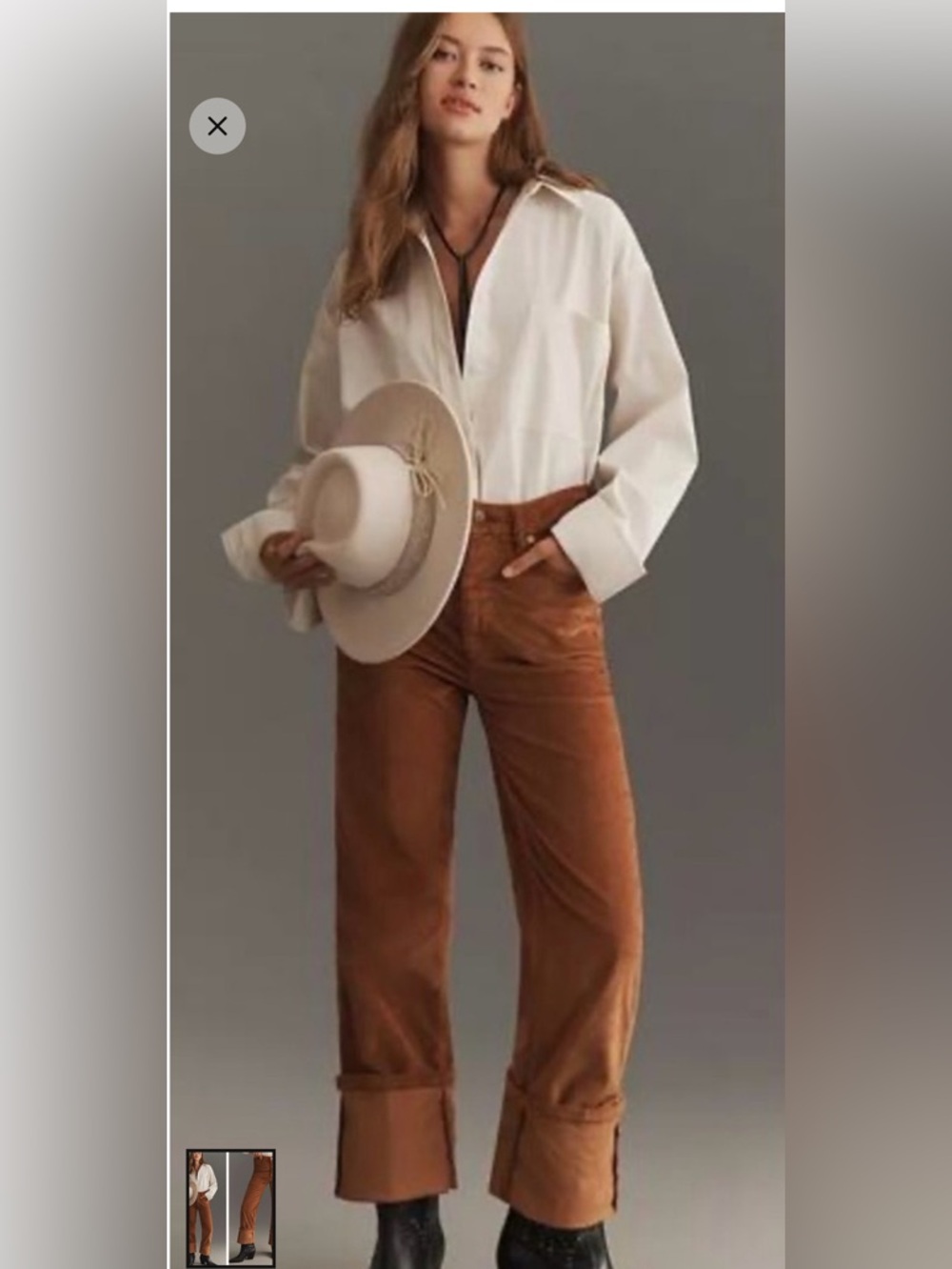 Anthropologie Scotty Corduroy Cuffed High Rise Straight Leg in Cedar (mix29)